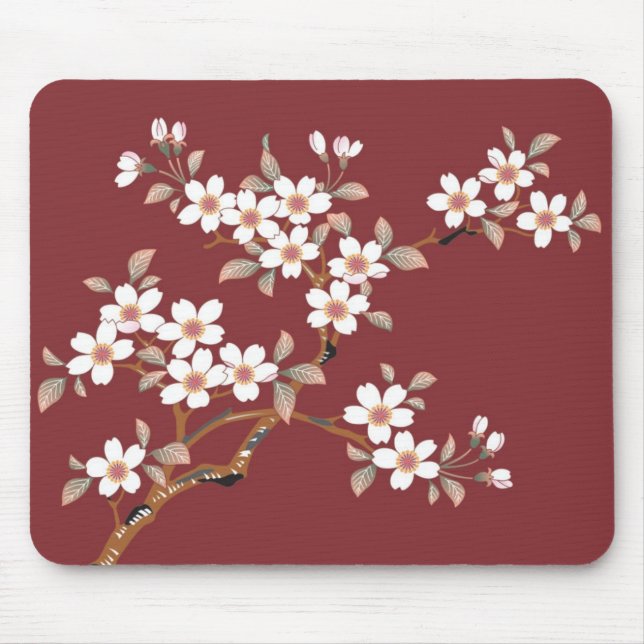 Elegante Kirschblüten-Blumen-Mauspad Mousepad (Vorne)