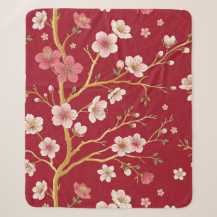 Elegante Kirschblüten-Gold-Zweig Sherpadecke