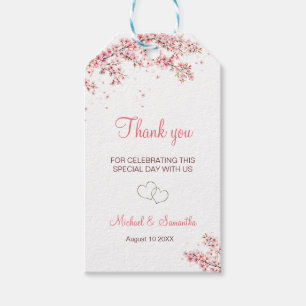 Elegante Kirschblüten-Hochzeit Geschenkanhänger