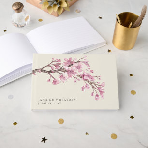 Elegante Kirschblüten Hochzeit in Rosa Gästebuch