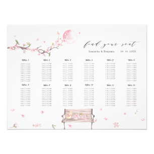 Elegante Kirschblüten-Hochzeit Sitzplan Poster