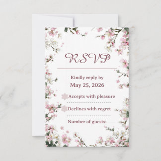 Elegante Kirschblüten-Hochzeits-RSVP-Karte RSVP Karte