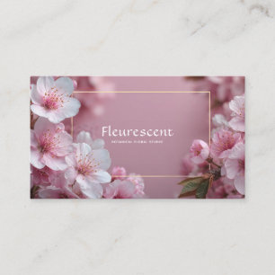 Elegante Kirschblüten-Weich-Floral-Goldrahmen in R Visitenkarte