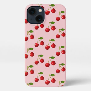 Elegante Kirschenfrüchte auf Hellrosa iPhone Hülle