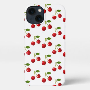 Elegante Kirschenfrüchte auf Weiß iPhone Hülle