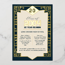 Elegante Klasse 2004 20 Jahre High School Wiederse Folieneinladung