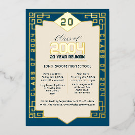 Elegante Klasse 2004 20 Jahre High School Wiederse Folieneinladung
