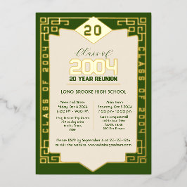 Elegante Klasse 2004 20 Jahre High School Wiederse Folieneinladung