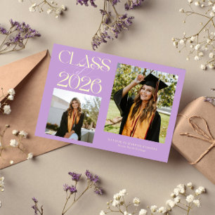 Elegante Klasse 2026 Typografie Grad Wisteria Ankündigung