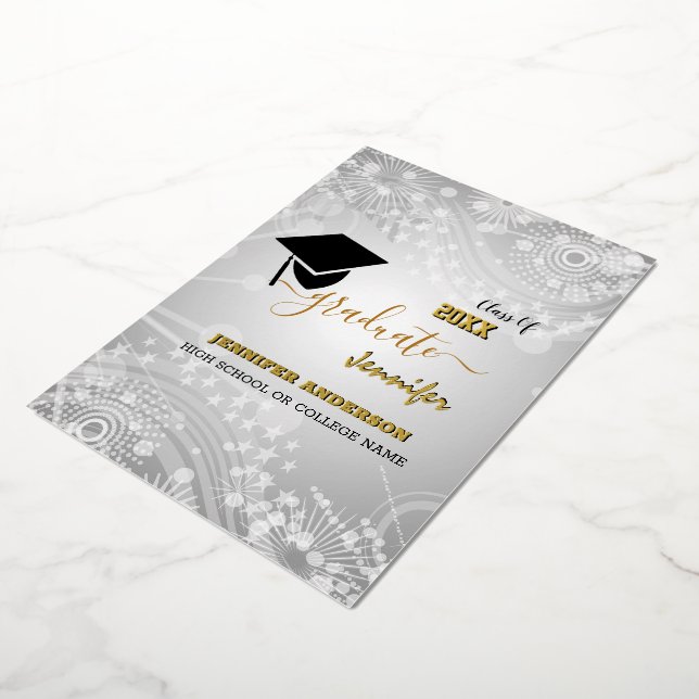 Elegante Klasse 20XX, Foto, Topper-Abschluss Folieneinladung (Gedreht)