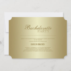 Elegante Klasse  Gold - Ticket  Bachelorette Einladung