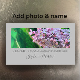 Elegante Klasse Lilac Custom Foto Gray Management Visitenkarte