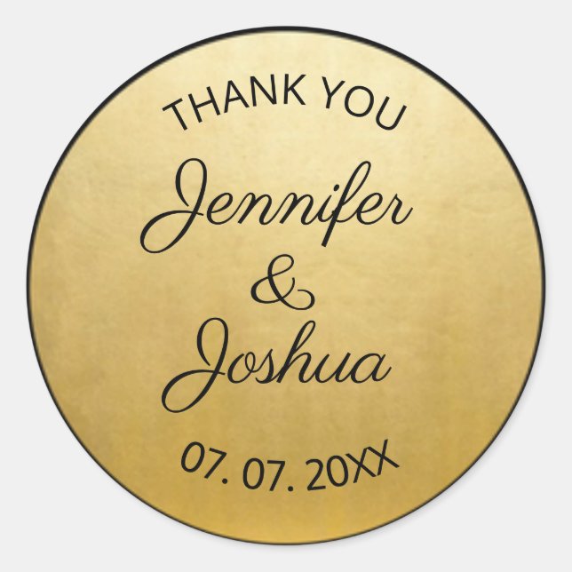 Elegante Klassik Gold Foil Black Wedding Geschenk  Runder Aufkleber (Vorderseite)
