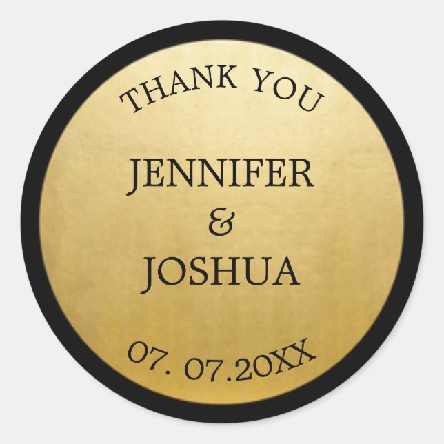 Elegante Klassik Gold Foil Black Wedding Geschenk  Runder Aufkleber (Vorderseite)
