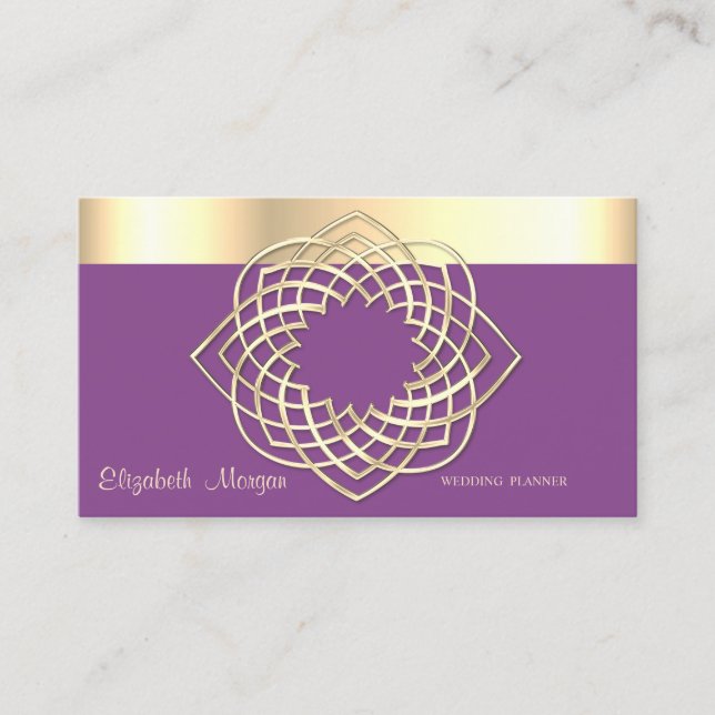 Elegante Klassik modern,Violett,Imitate Gold Borde Visitenkarte (Vorderseite)