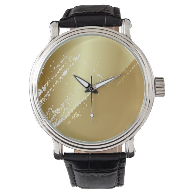 Elegante Klassik Simple Gold Aquamarin Men Armbanduhr (Vorderseite)