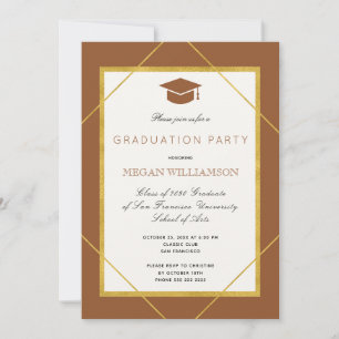 Elegante Klassik-Skript Gold-Frame-Graduierungspar Einladung