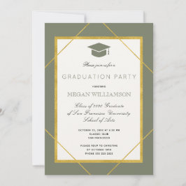 Elegante Klassik-Skript Gold-Salbei-Party Einladung