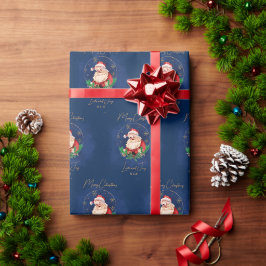 Elegante Klassik Vintag Blue Weihnachten Geschenkpapier