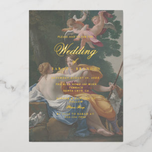 Elegante klassische alte Malerei Hochzeit Folieneinladung