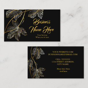 Elegante klassische Black Gold Blätter Visitenkarte
