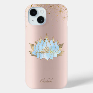Elegante klassische blaue Lotusblume Roségold Case-Mate iPhone Hülle