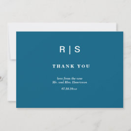 Elegante klassische blaue Monogramm-Dankeskkarte Dankeskarte