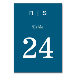 Elegante klassische blaue Monogramm-Tischnummerkar Tischnummer