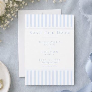 Elegante klassische blaue Streifen-Hochzeit Save The Date