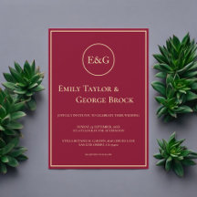 Elegante klassische Burgundy Gold Monogram Chic We