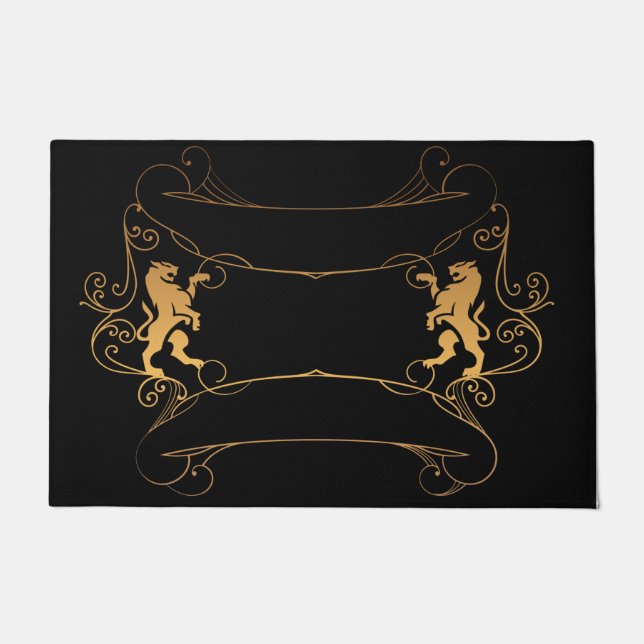 Elegante, klassische Doppel-Gold Löwen Türmatte (Vorderseite)