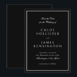 Elegante klassische feierliche Schwarz-weiße Hochz Save The Date<br><div class="desc">Eleganter klassischer formaler Schwarz-weißer Rahmen Hochzeit Speichern Sie die Einladungskarte für das Datum</div>