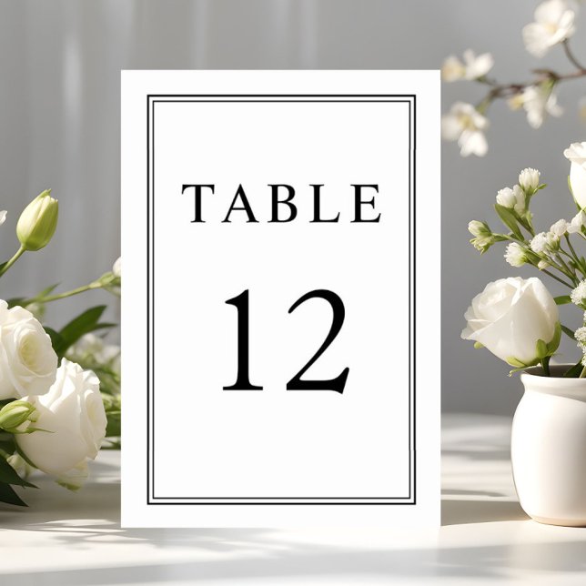 Elegante klassische feierliche Schwarz-weiße Hochz Tischnummer (Elegant Classic Formal Black White Wedding Table Number)