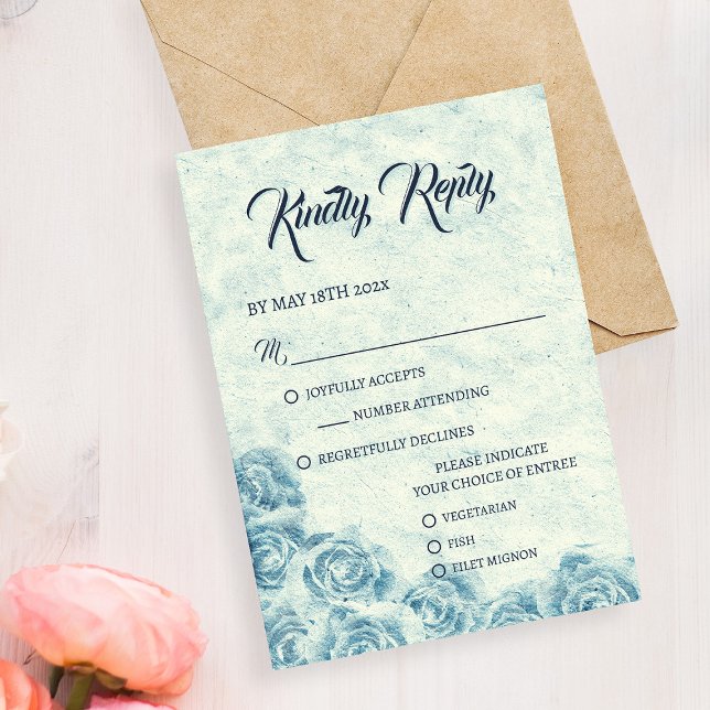 Elegante klassische, florale, rustikale Hochzeitre RSVP Karte (Von Creator hochgeladen)