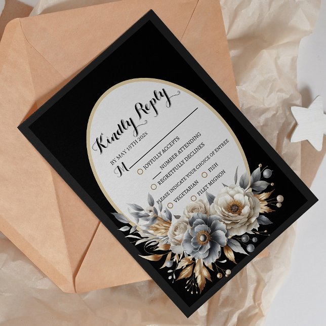 Elegante klassische, florale rustikale Hochzeitrea RSVP Karte (Von Creator hochgeladen)