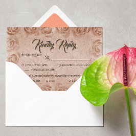 Elegante klassische, florale rustikale Hochzeitrea RSVP Karte