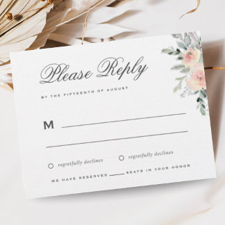 Elegante klassische formale Hochzeit mit floralen RSVP Karte