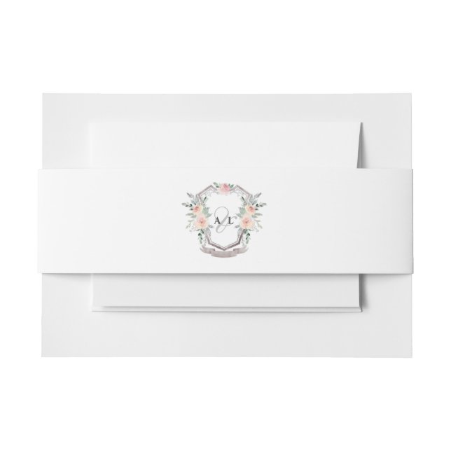 Elegante klassische formale Monogramm-Blumenhochze Einladungsbanderole (Vorderseite Beispiel)