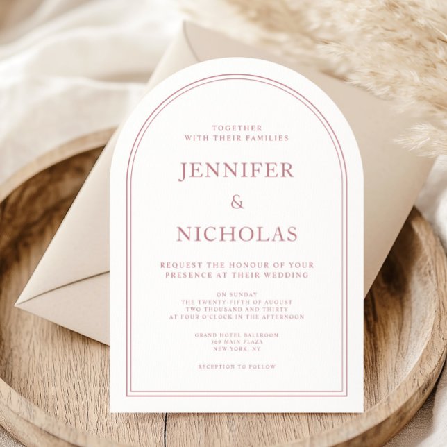 Elegante klassische formale rosa Hochzeit Einladung (Elegant Classic Formal Pink Wedding Invitation)