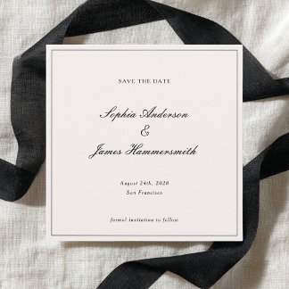 Elegante klassische formale Schwarz-Rahmen-Skripte Save The Date