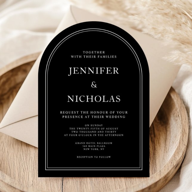 Elegante klassische formale Schwarze Hochzeit Einladung (Elegant Classic Formal Black Wedding Invitation)