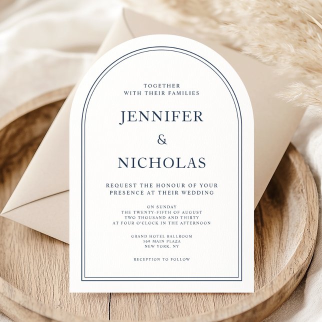 Elegante klassische formelle Hochzeit der Navy Einladung (Elegant Classic Formal Navy Blue Wedding Invitation)