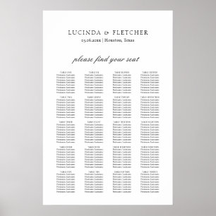 Elegante klassische formelle Hochzeits-Sitzordnung Poster
