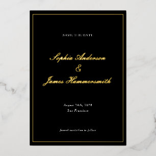 Elegante klassische formelle schwarze Rahmen-Schri Folieneinladung