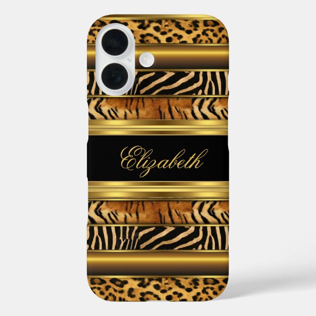 Elegante klassische Gold gemischte Tier Samsung Ga iPhone 16 Hülle (Rückseite)