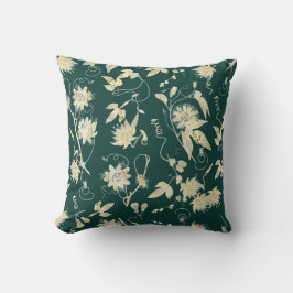 Elegante klassische Gold Passion Blume Smaragdgrün Kissen