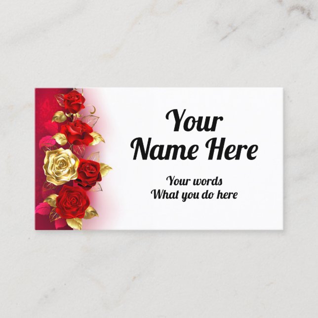 Elegante Klassische Goldene Rote Rose Visitenkarte (Vorderseite)