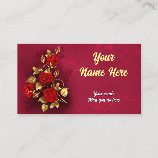 Elegante Klassische Goldene Rote Rose Visitenkarte (Vorderseite)