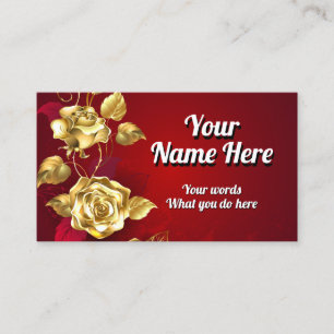 Elegante Klassische Goldene Rote Rose Visitenkarte