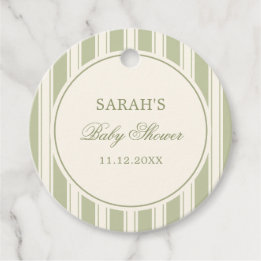 Elegante klassische grün gestreifte Babyparty Geschenkanhänger